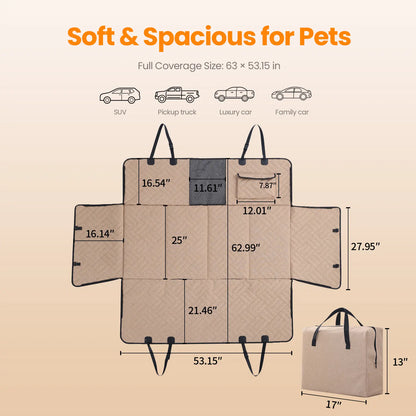 VALUXE Waterproof Dog Car Seat Cover for Large Dogs