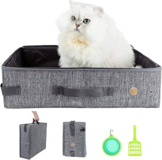 Portable Cat Travel Litter Box for Road Trips and Hotels