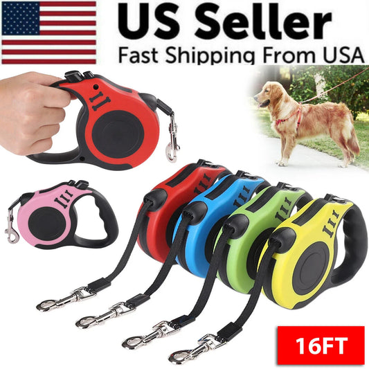 16.5 ft Retractable Dog Leash with Brake Lock