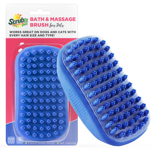 Dog Bath Scrubber and Rubber Grooming Brush